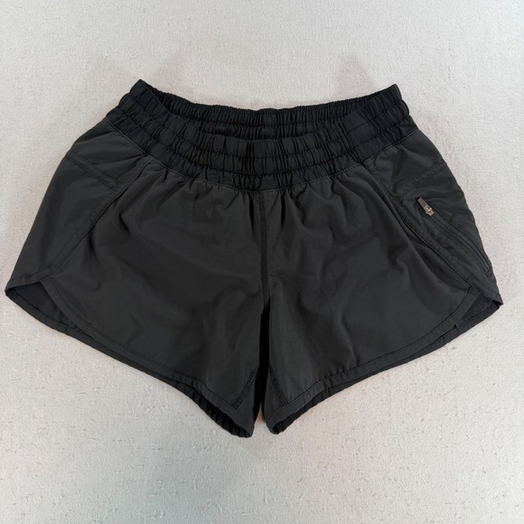 Lululemon Pants - Lululemon Black Lined Running Shorts Womens Size 8 Elastic Waist Zip Pocket